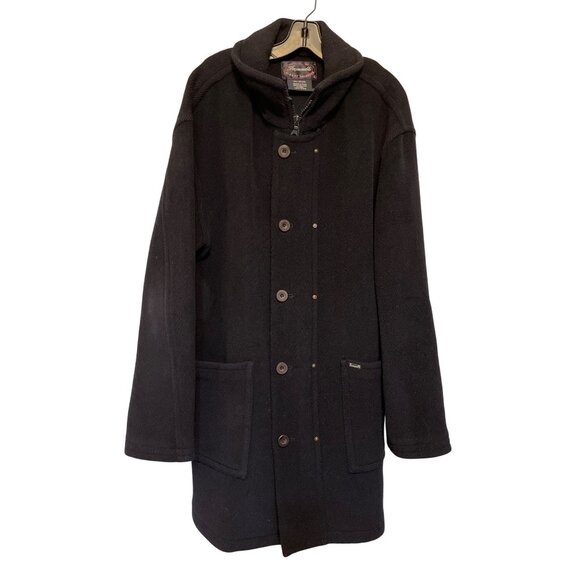 Faconnable Other - Luxurious Faconnable Black Wool Peacoat Size L Winter Essential Designer Mens Ou